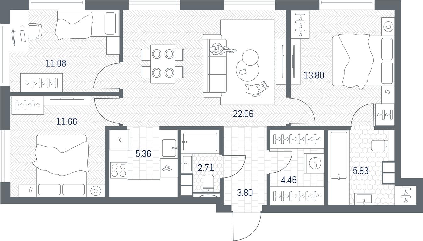 2-BD Apartment Sale, 80.76 sq. m. at TATE, Vetkina Street, Moscow, Russia #1 2-BD Apartment Sale, 80.76 sq. m. at TATE, Vetkina Street, Moscow, Russia #1