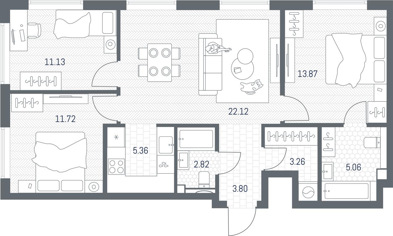 2-BD Apartment Sale, 79.14 sq. m. at TATE, Vetkina Street, Moscow, Russia #1 2-BD Apartment Sale, 79.14 sq. m. at TATE, Vetkina Street, Moscow, Russia #1