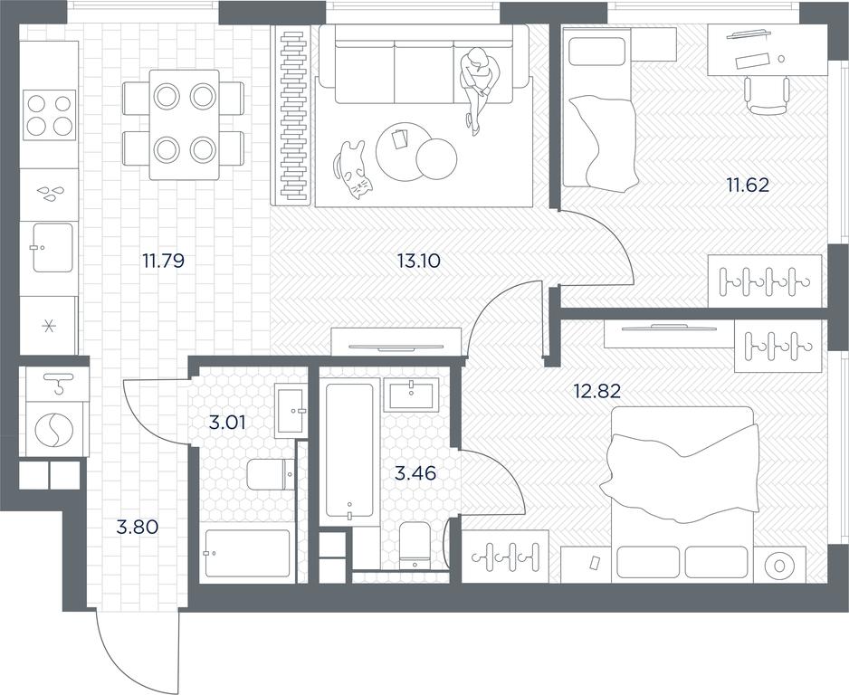 1-BD Apartment Sale, 59.6 sq. m. at TATE, Vetkina Street, Moscow, Russia #1