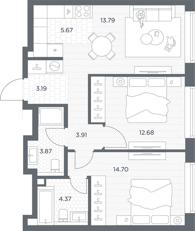 1-BD Apartment Sale, 62.18 sq. m. at TATE, Vetkina Street, Moscow, Russia #1 1-BD Apartment Sale, 62.18 sq. m. at TATE, Vetkina Street, Moscow, Russia #1