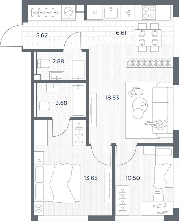 1-BD Apartment Sale, 61.47 sq. m. at TATE, Vetkina Street, Moscow, Russia #1 1-BD Apartment Sale, 61.47 sq. m. at TATE, Vetkina Street, Moscow, Russia #1