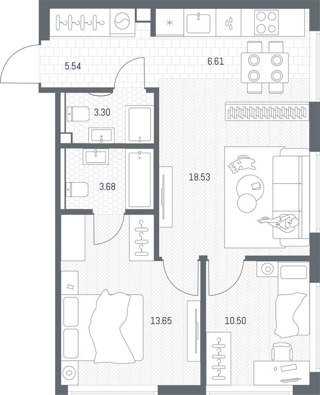 1-BD Apartment Sale, 61.78 sq. m. at TATE, Vetkina Street, Moscow, Russia #1 1-BD Apartment Sale, 61.78 sq. m. at TATE, Vetkina Street, Moscow, Russia #1