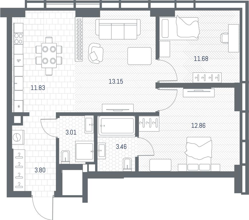 1-BD Apartment Sale, 59.79 sq. m. at TATE, Vetkina Street, Moscow, Russia #1 1-BD Apartment Sale, 59.79 sq. m. at TATE, Vetkina Street, Moscow, Russia #1