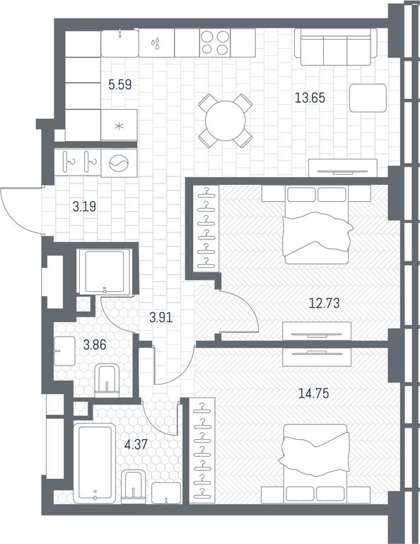 1-BD Apartment Sale, 62.05 sq. m. at TATE, Vetkina Street, Moscow, Russia #1 1-BD Apartment Sale, 62.05 sq. m. at TATE, Vetkina Street, Moscow, Russia #1