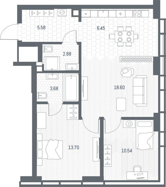 1-BD Apartment Sale, 61.43 sq. m. at TATE, Vetkina Street, Moscow, Russia #1 1-BD Apartment Sale, 61.43 sq. m. at TATE, Vetkina Street, Moscow, Russia #1