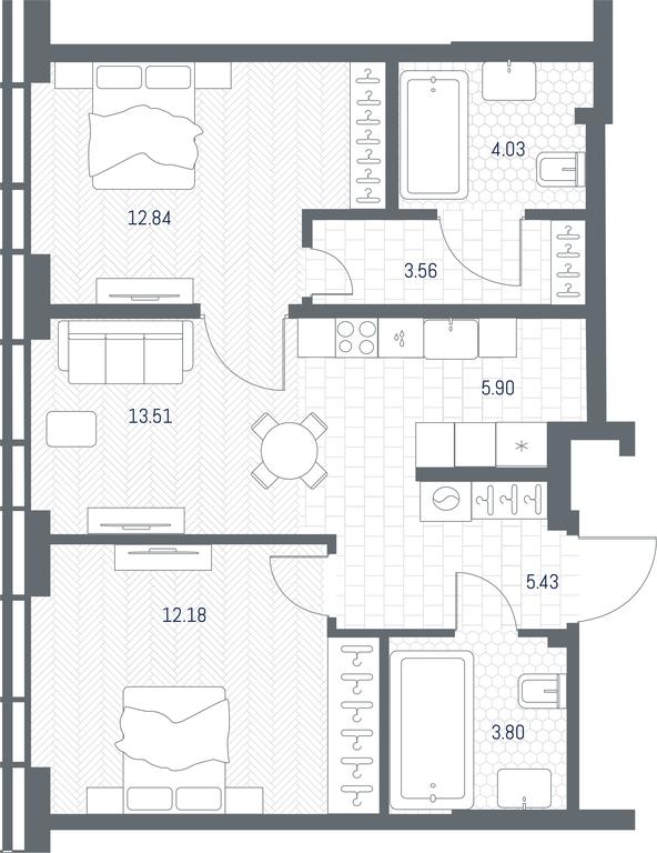 1-BD Apartment Sale, 61.25 sq. m. at TATE, Vetkina Street, Moscow, Russia #1 1-BD Apartment Sale, 61.25 sq. m. at TATE, Vetkina Street, Moscow, Russia #1