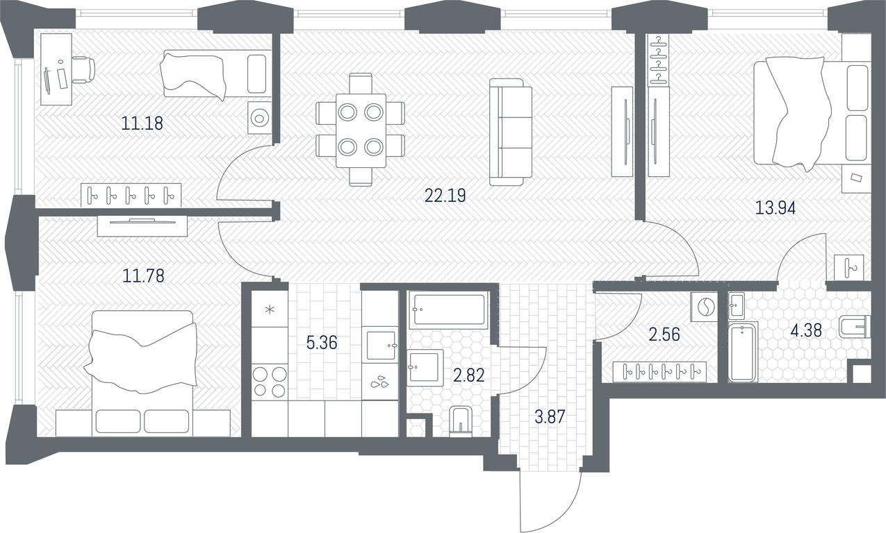 2-BD Apartment Sale, 78.08 sq. m. at TATE, Vetkina Street, Moscow, Russia #1 2-BD Apartment Sale, 78.08 sq. m. at TATE, Vetkina Street, Moscow, Russia #1