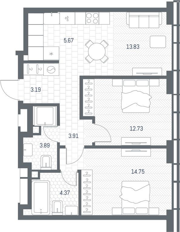 1-BD Apartment Sale, 62.34 sq. m. at TATE, Vetkina Street, Moscow, Russia #1 1-BD Apartment Sale, 62.34 sq. m. at TATE, Vetkina Street, Moscow, Russia #1