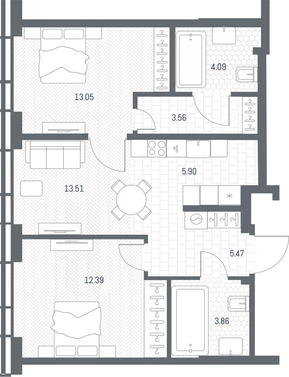 1-BD Apartment Sale, 61.83 sq. m. at TATE, Vetkina Street, Moscow, Russia #1 1-BD Apartment Sale, 61.83 sq. m. at TATE, Vetkina Street, Moscow, Russia #1