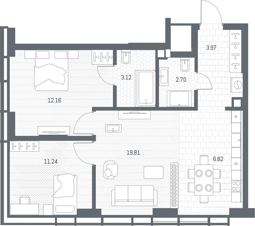 1-BD Apartment Sale, 59.82 sq. m. at TATE, Vetkina Street, Moscow, Russia #1 1-BD Apartment Sale, 59.82 sq. m. at TATE, Vetkina Street, Moscow, Russia #1