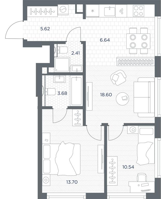 1-BD Apartment Sale, 61.19 sq. m. at TATE, Vetkina Street, Moscow, Russia #1 1-BD Apartment Sale, 61.19 sq. m. at TATE, Vetkina Street, Moscow, Russia #1