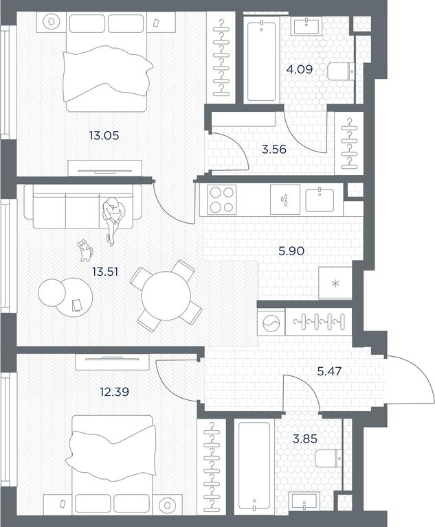 1-BD Apartment Sale, 61.82 sq. m. at TATE, Vetkina Street, Moscow, Russia #1 1-BD Apartment Sale, 61.82 sq. m. at TATE, Vetkina Street, Moscow, Russia #1