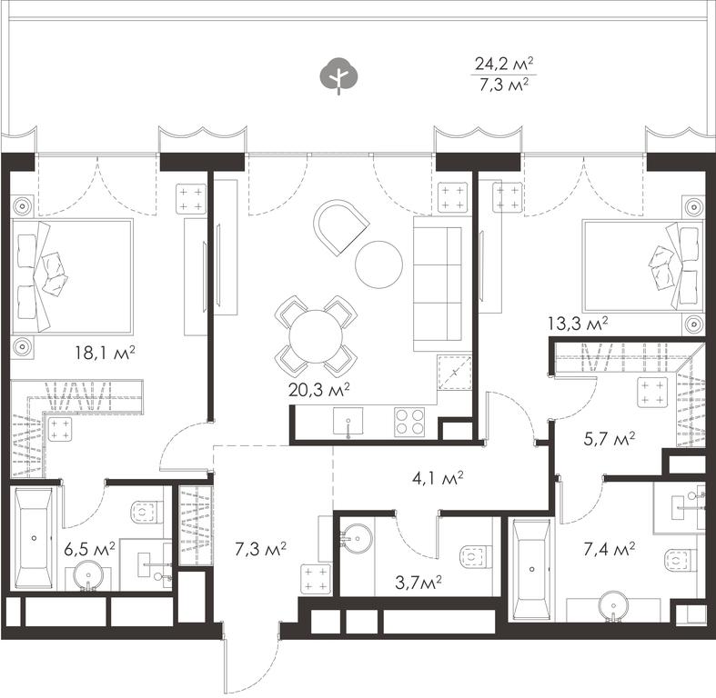 2-BD Apartment Sale, 93.7 sq. m. at King & Sons, Mosfilmovskaya Street, 31А, Moscow, Russia #1 2-BD Apartment Sale, 93.7 sq. m. at King & Sons, Mosfilmovskaya Street, 31А, Moscow, Russia #1