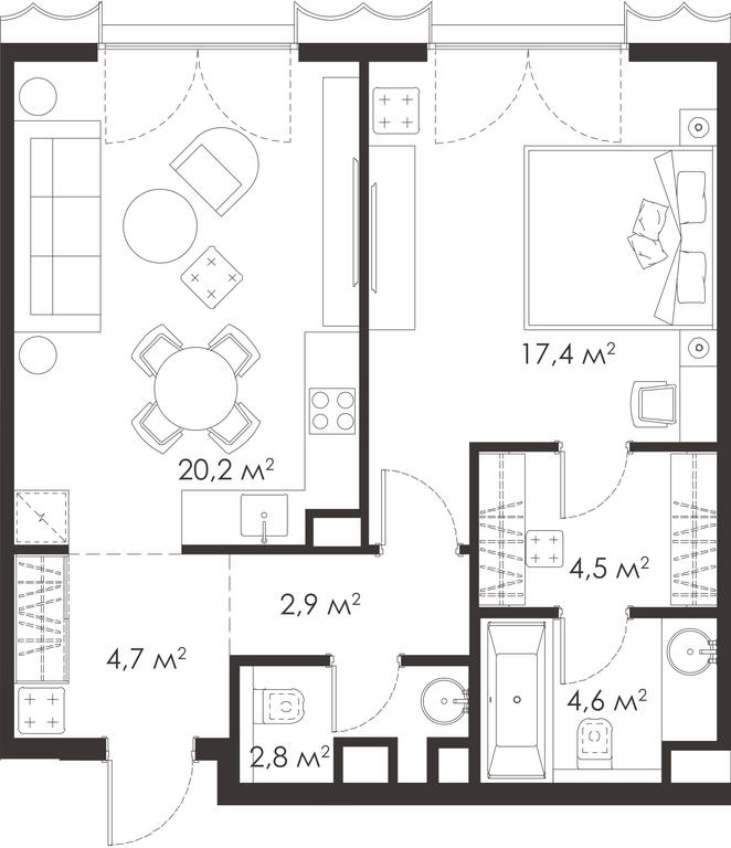 1-BD Apartment Sale, 57.1 sq. m. at King & Sons, Mosfilmovskaya Street, 31А, Moscow, Russia #1