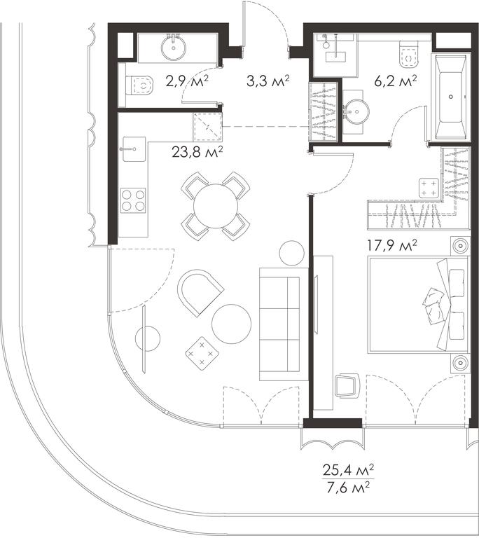 1-BD Apartment Sale, 61.7 sq. m. at King & Sons, Mosfilmovskaya Street, 31А, Moscow, Russia #1