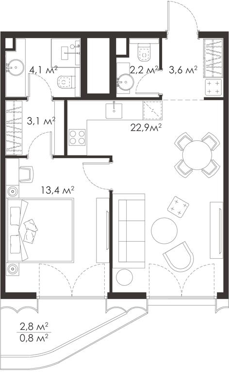 1-BD Apartment Sale, 50.1 sq. m. at King & Sons, Mosfilmovskaya Street, 31А, Moscow, Russia #1 1-BD Apartment Sale, 50.1 sq. m. at King & Sons, Mosfilmovskaya Street, 31А, Moscow, Russia #1