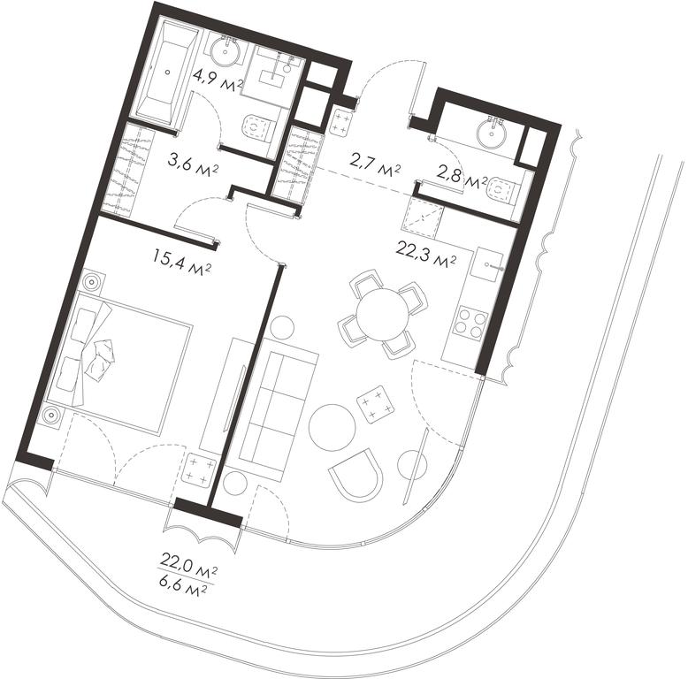 1-BD Apartment Sale, 58.4 sq. m. at King & Sons, Mosfilmovskaya Street, 31А, Moscow, Russia #1