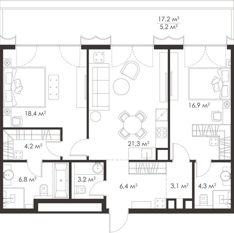 2-BD Apartment Sale, 89.8 sq. m. at King & Sons, Mosfilmovskaya Street, 31А, Moscow, Russia #1 2-BD Apartment Sale, 89.8 sq. m. at King & Sons, Mosfilmovskaya Street, 31А, Moscow, Russia #1