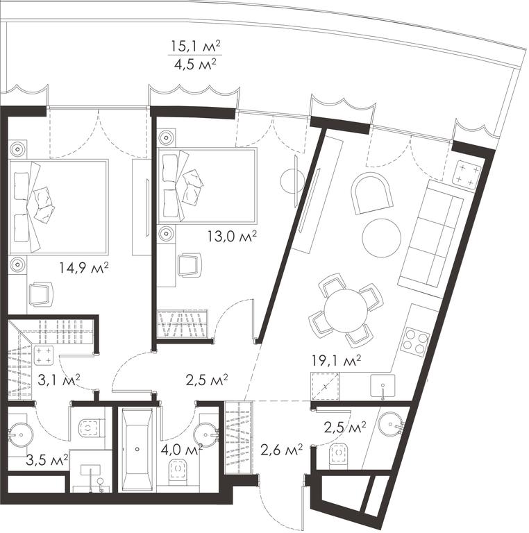 2-BD Apartment Sale, 69.7 sq. m. at King & Sons, Mosfilmovskaya Street, 31А, Moscow, Russia #1 2-BD Apartment Sale, 69.7 sq. m. at King & Sons, Mosfilmovskaya Street, 31А, Moscow, Russia #1