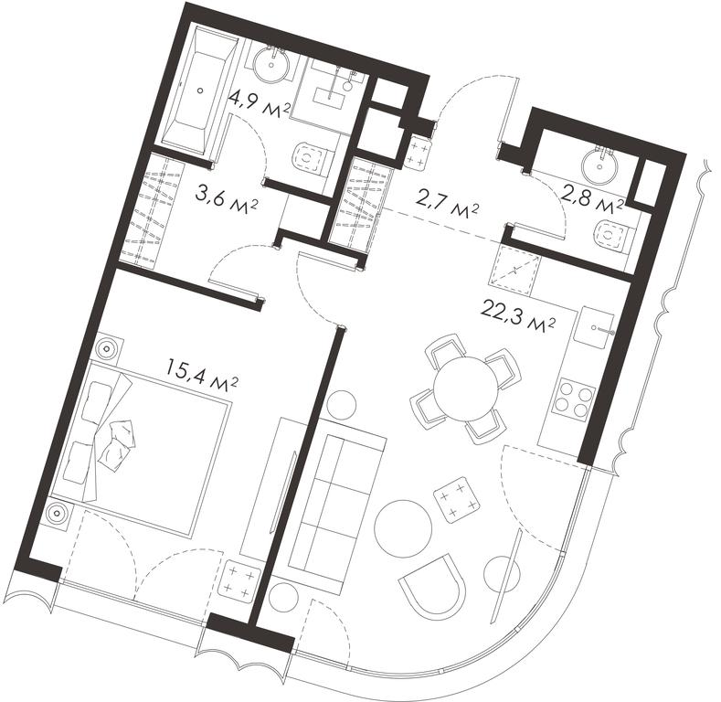 1-BD Apartment Sale, 51.7 sq. m. at King & Sons, Mosfilmovskaya Street, 31А, Moscow, Russia #1
