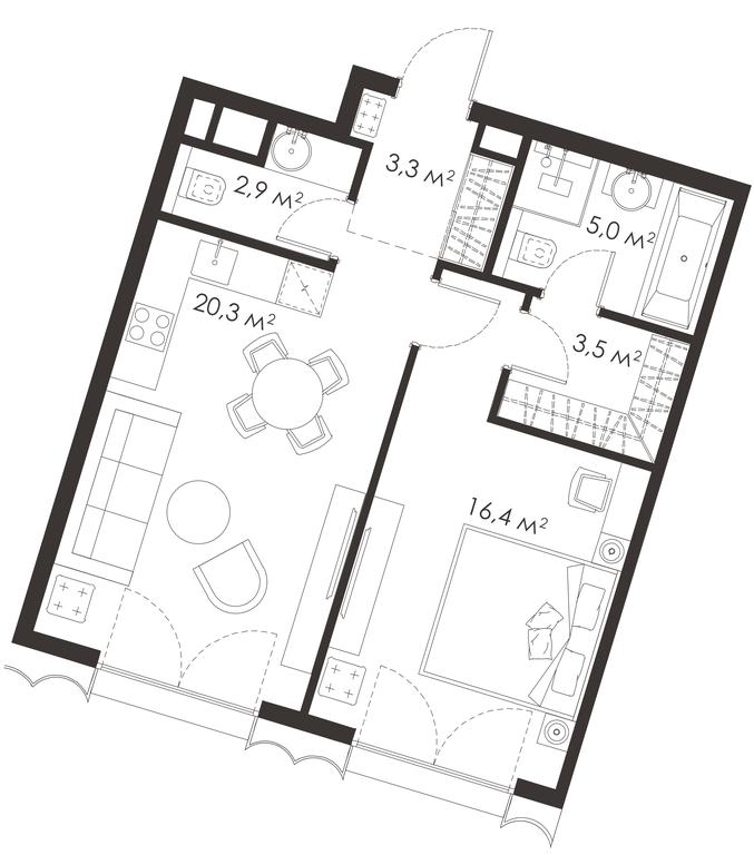 1-BD Apartment Sale, 51.4 sq. m. at King & Sons, Mosfilmovskaya Street, 31А, Moscow, Russia #1