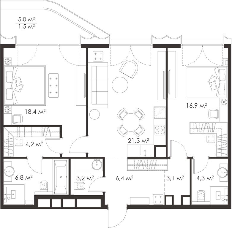 2-BD Apartment Sale, 86.1 sq. m. at King & Sons, Mosfilmovskaya Street, 31А, Moscow, Russia #1 2-BD Apartment Sale, 86.1 sq. m. at King & Sons, Mosfilmovskaya Street, 31А, Moscow, Russia #1