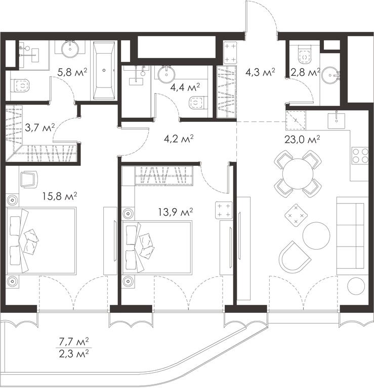 2-BD Apartment Sale, 80.2 sq. m. at King & Sons, Mosfilmovskaya Street, 31А, Moscow, Russia #1 2-BD Apartment Sale, 80.2 sq. m. at King & Sons, Mosfilmovskaya Street, 31А, Moscow, Russia #1