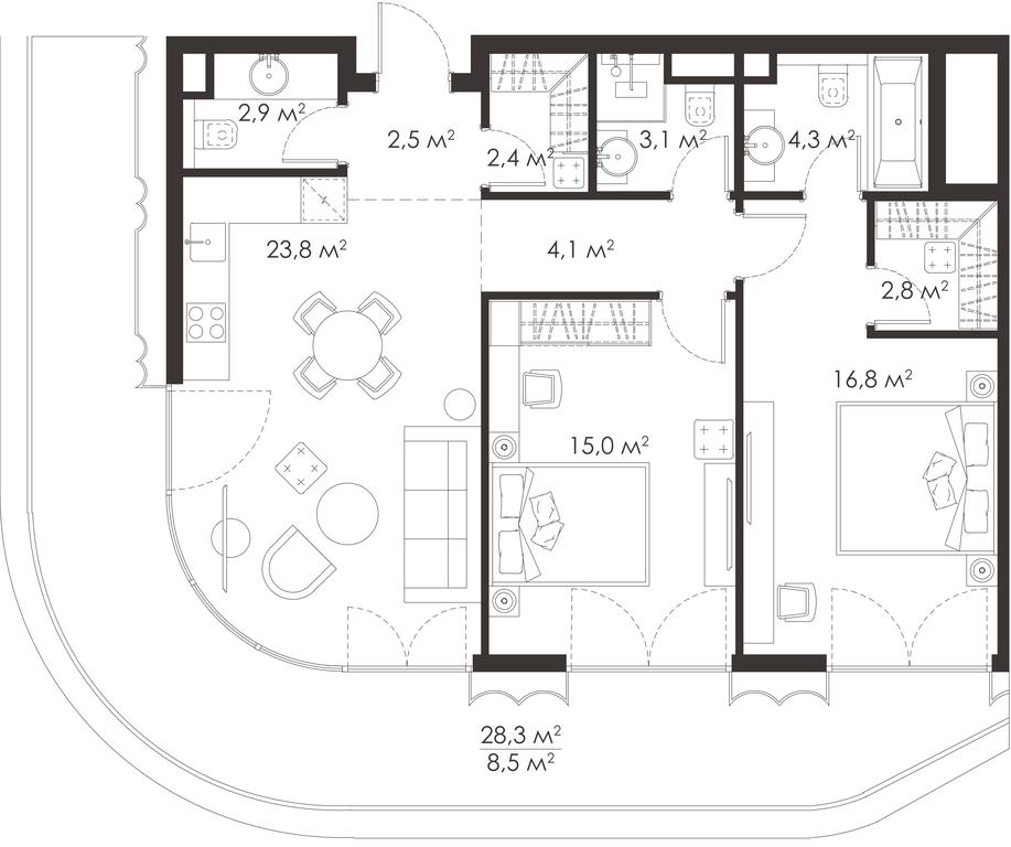 2-BD Apartment Sale, 86.2 sq. m. at King & Sons, Mosfilmovskaya Street, 31А, Moscow, Russia #1 2-BD Apartment Sale, 86.2 sq. m. at King & Sons, Mosfilmovskaya Street, 31А, Moscow, Russia #1