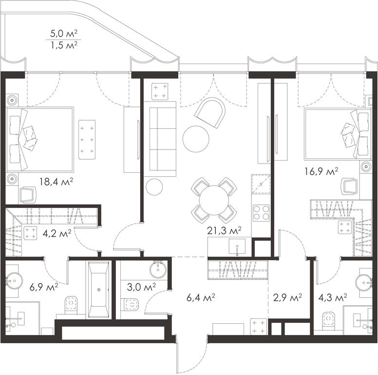 2-BD Apartment Sale, 85.8 sq. m. at King & Sons, Mosfilmovskaya Street, 31А, Moscow, Russia #1 2-BD Apartment Sale, 85.8 sq. m. at King & Sons, Mosfilmovskaya Street, 31А, Moscow, Russia #1