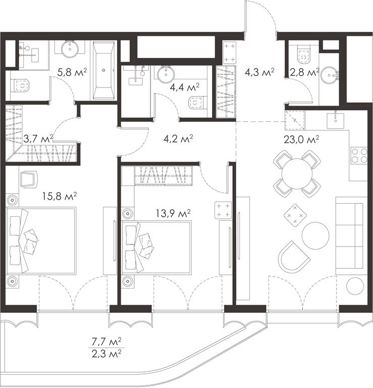 2-BD Apartment Sale, 80.2 sq. m. at King & Sons, Mosfilmovskaya Street, 31А, Moscow, Russia #1 2-BD Apartment Sale, 80.2 sq. m. at King & Sons, Mosfilmovskaya Street, 31А, Moscow, Russia #1