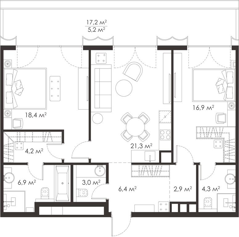 2-BD Apartment Sale, 89.5 sq. m. at King & Sons, Mosfilmovskaya Street, 31А, Moscow, Russia #1 2-BD Apartment Sale, 89.5 sq. m. at King & Sons, Mosfilmovskaya Street, 31А, Moscow, Russia #1