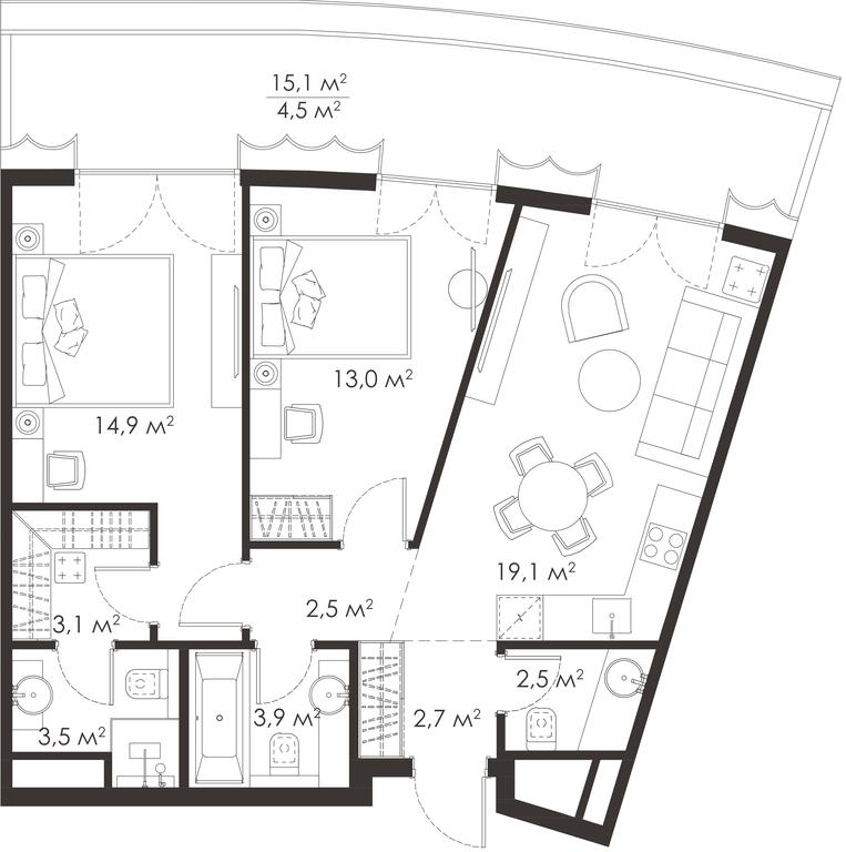 2-BD Apartment Sale, 69.7 sq. m. at King & Sons, Mosfilmovskaya Street, 31А, Moscow, Russia #1 2-BD Apartment Sale, 69.7 sq. m. at King & Sons, Mosfilmovskaya Street, 31А, Moscow, Russia #1
