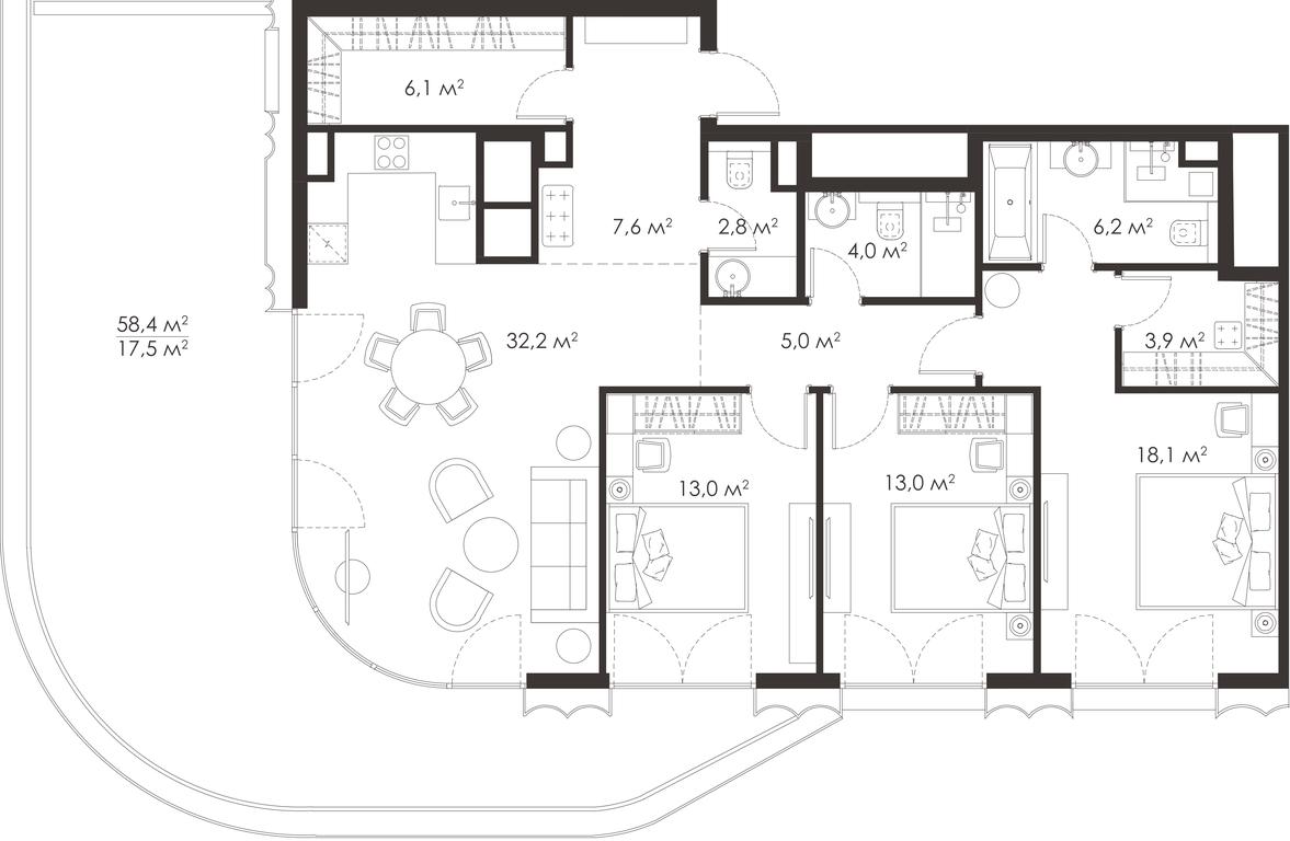 3-BD Apartment Sale, 129.4 sq. m. at King & Sons, Mosfilmovskaya Street, 31А, Moscow, Russia #1 3-BD Apartment Sale, 129.4 sq. m. at King & Sons, Mosfilmovskaya Street, 31А, Moscow, Russia #1