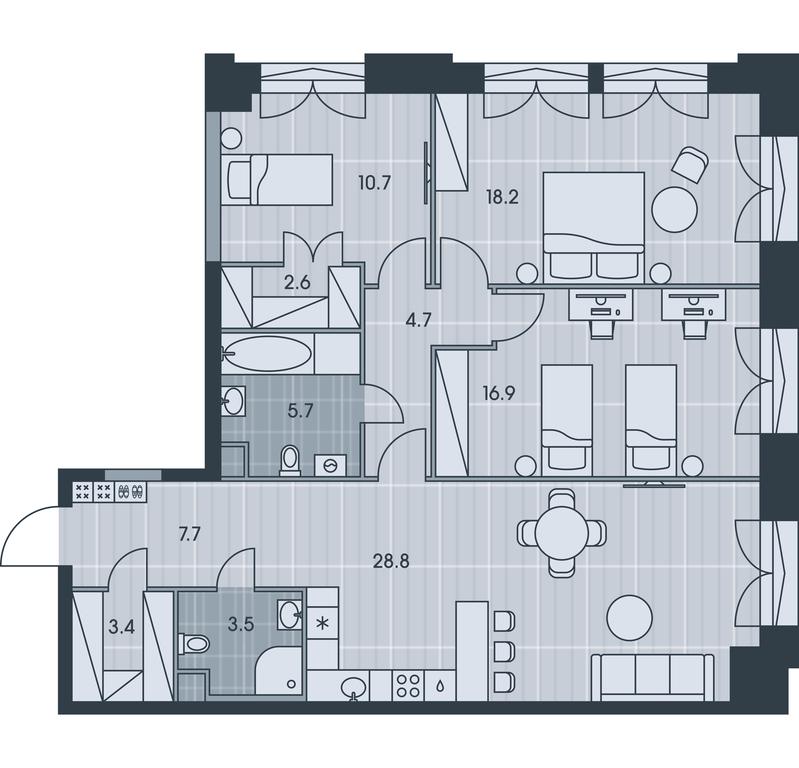 3-BD Apartment Sale, 102.2平方米 at Ever, Obrucheva Street, вл23, Moscow, Russia #1