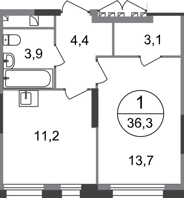 Apartment Sale, 36.3 sq. m. at Pervyi Moskovskiy, ulitsa Bianki, 1, Moskovskiy, Moscow, Russia #1