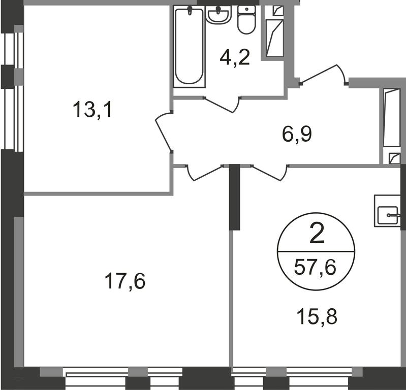 Продажа 2-комн. квартиры, 57,6 м² в ЖК «Первый Московский», улица Бианки, 1, Московский, Москва, Россия #1
