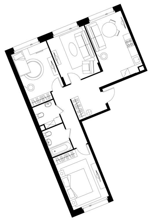 3-BD Apartment Sale, 75.5 sq. m. at Peredelkino Blizhnee, Korneya Chukovskogo Street, 1, Vnukovskoye Settlement, Moscow, Russia #1