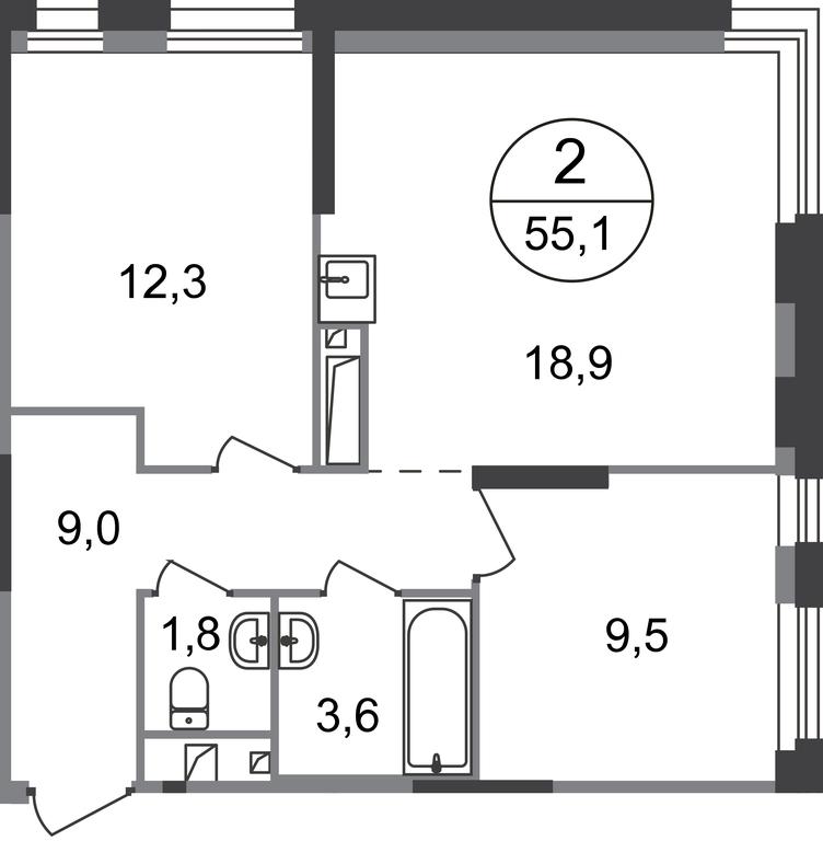Продажа 2-комн. квартиры, 55,1 м² в ЖК «Первый Московский», улица Бианки, 1, Московский, Москва, Россия #1