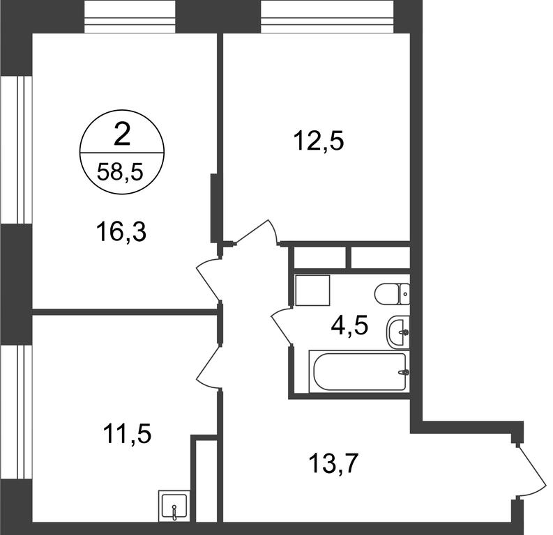 2-BD Apartment Sale, 58.5 sq. m. at Pervyi Moskovskiy, ulitsa Bianki, 1, Moskovskiy, Moscow, Russia #2 2-BD Apartment Sale, 58.5 sq. m. at Pervyi Moskovskiy, ulitsa Bianki, 1, Moskovskiy, Moscow, Russia #2