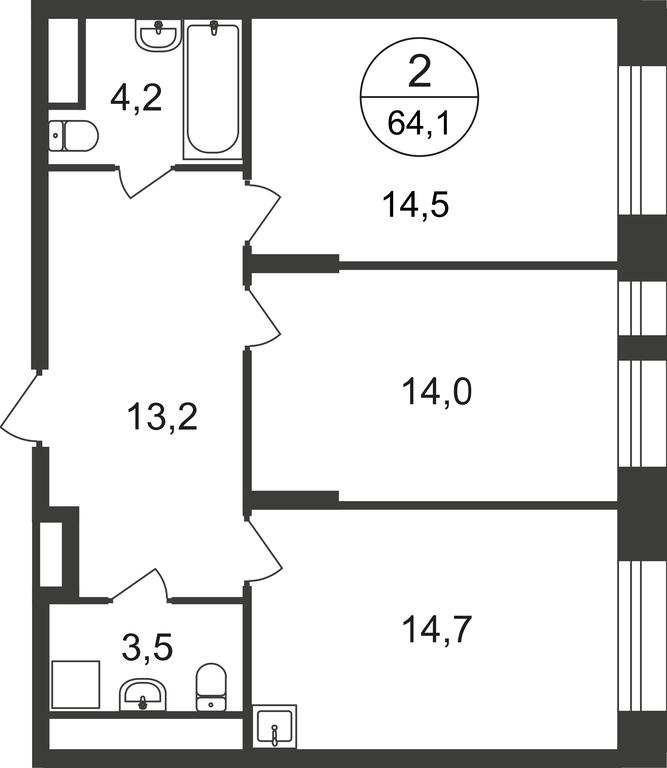 2-BD Apartment Sale, 64.1 sq. m. at Pervyi Moskovskiy, ulitsa Bianki, 1, Moskovskiy, Moscow, Russia #2 2-BD Apartment Sale, 64.1 sq. m. at Pervyi Moskovskiy, ulitsa Bianki, 1, Moskovskiy, Moscow, Russia #2