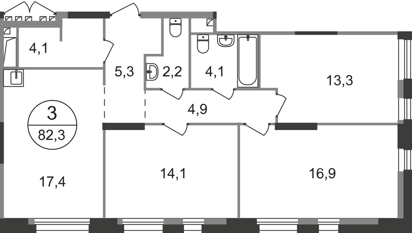 3-BD Apartment Sale, 82.3平方米 at Pervyi Moskovskiy, ulitsa Bianki, 1, Moskovskiy, Moscow, Russia #1 3-BD Apartment Sale, 82.3平方米 at Pervyi Moskovskiy, ulitsa Bianki, 1, Moskovskiy, Moscow, Russia #1