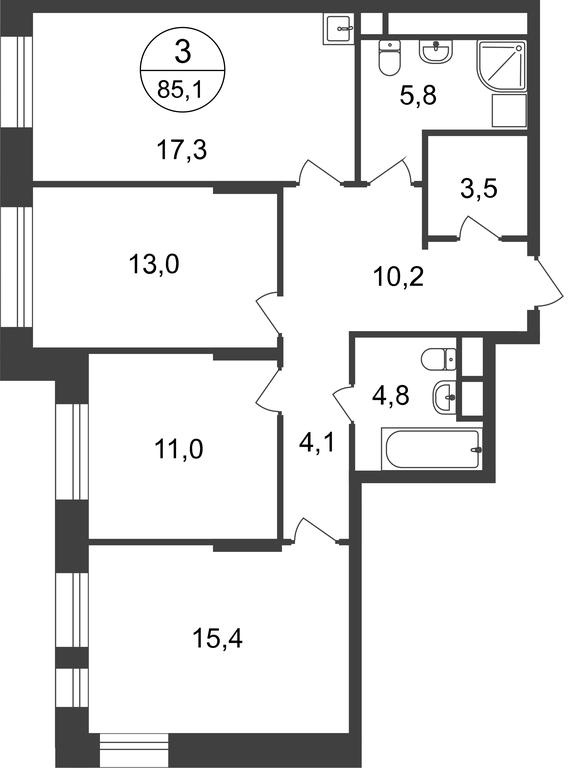 Продажа 3-комн. квартиры, 85,1 м² в ЖК «Первый Московский», улица Бианки, 1, Московский, Москва, Россия #1 Продажа 3-комн. квартиры, 85,1 м² в ЖК «Первый Московский», улица Бианки, 1, Московский, Москва, Россия #1