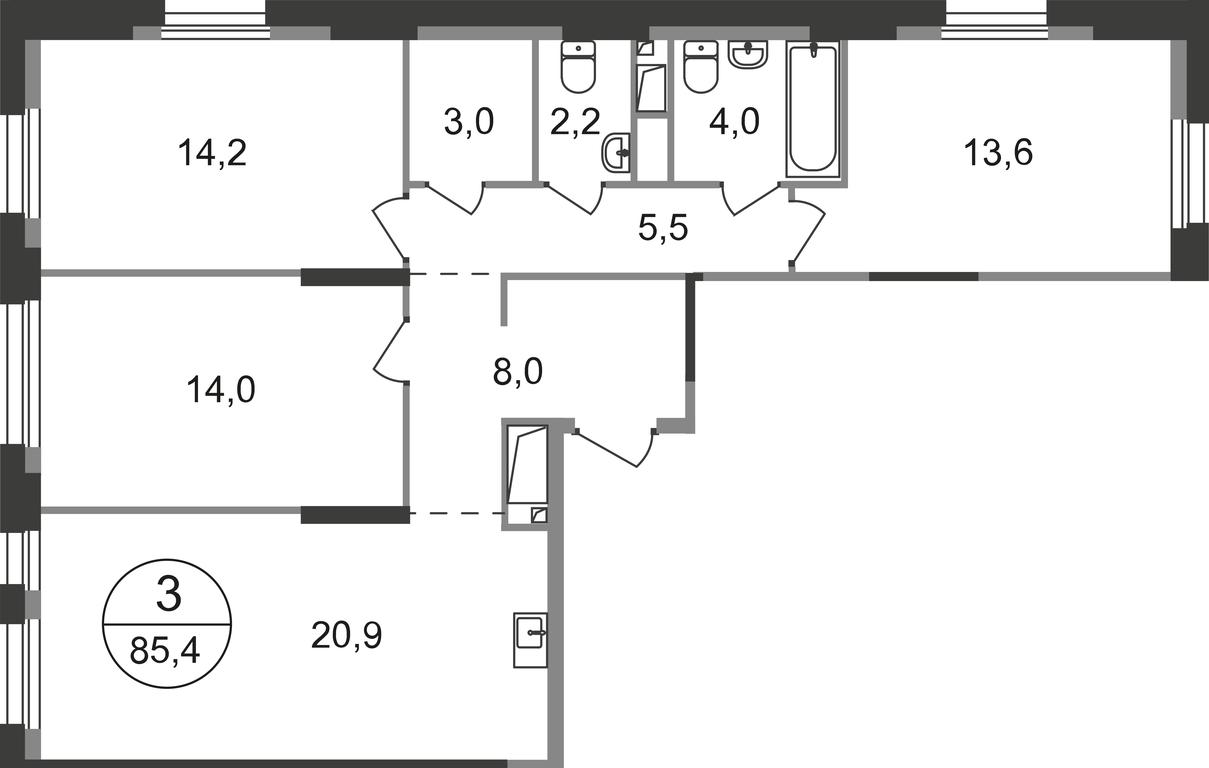 Продажа 3-комн. квартиры, 85,4 м² в ЖК «Первый Московский», улица Бианки, 1, Московский, Москва, Россия #1 Продажа 3-комн. квартиры, 85,4 м² в ЖК «Первый Московский», улица Бианки, 1, Московский, Москва, Россия #1