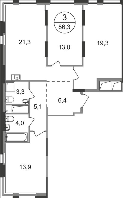 3-BD Apartment Sale, 86.3平方米 at Pervyi Moskovskiy, ulitsa Bianki, 1, Moskovskiy, Moscow, Russia #1 3-BD Apartment Sale, 86.3平方米 at Pervyi Moskovskiy, ulitsa Bianki, 1, Moskovskiy, Moscow, Russia #1