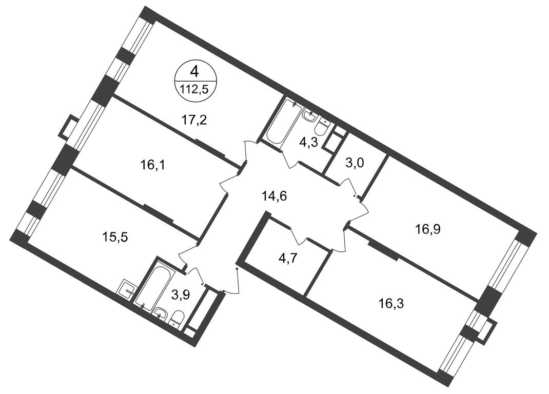 4-BD Apartment Sale, 112.5 sq. m. at Pervyi Moskovskiy, ulitsa Bianki, 1, Moskovskiy, Moscow, Russia #1