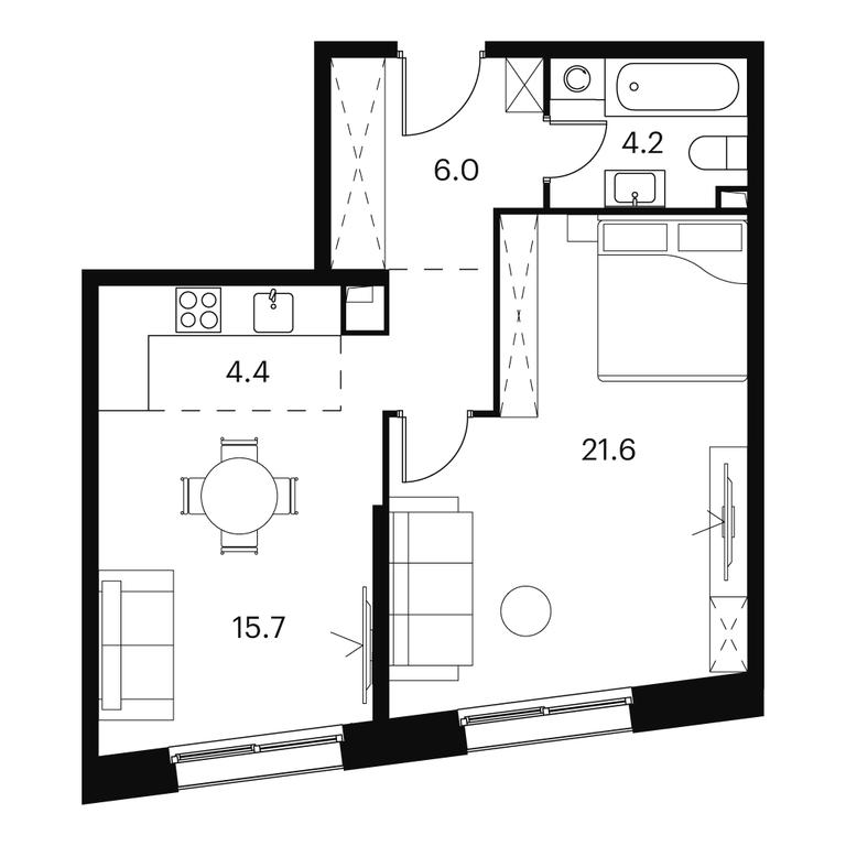 1-BD Apartment Sale, 51.9平方米 at Akvilon Signal (Akvilon Signal), Signalny Drive, 12, Moscow, Russia #1 1-BD Apartment Sale, 51.9平方米 at Akvilon Signal (Akvilon Signal), Signalny Drive, 12, Moscow, Russia #1