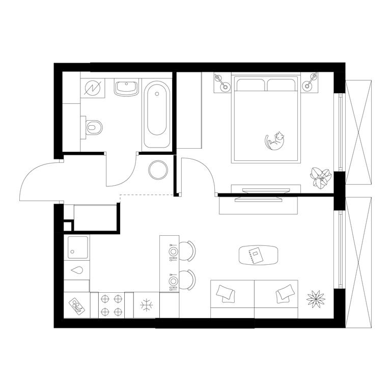1-BD Apartment Sale, 33.4 sq. m. at Michurinskiy Park, Ozyornaya Street, 44А, Moscow, Russia #1