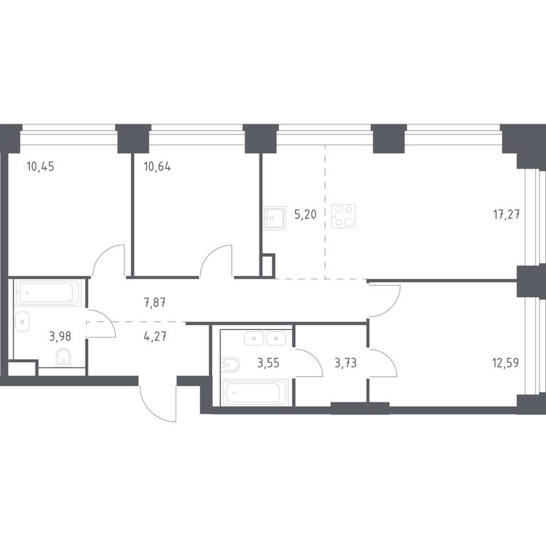 2-BD Apartment Sale, 79.55平方米 at Nova, Bratyev Fonchenko Street, вл21, Moscow, Russia #1 2-BD Apartment Sale, 79.55平方米 at Nova, Bratyev Fonchenko Street, вл21, Moscow, Russia #1