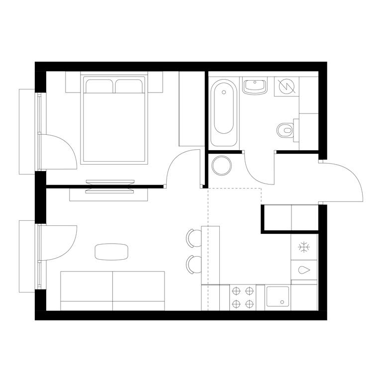 1-BD Apartment Sale, 32.5 sq. m. at Yauza Park, ulitsa Kolontsova, 4, Mytischi, Moscow Region, Russia #1