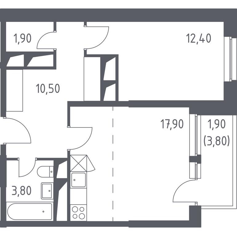 Apartment Sale, 48.4平方米 at Sputnik, Lipovoy Roschi Street, 1к4, derevnya Razdory, Odintsovskiy City District, Moscow Region, Russia #2 Apartment Sale, 48.4平方米 at Sputnik, Lipovoy Roschi Street, 1к4, derevnya Razdory, Odintsovskiy City District, Moscow Region, Russia #2